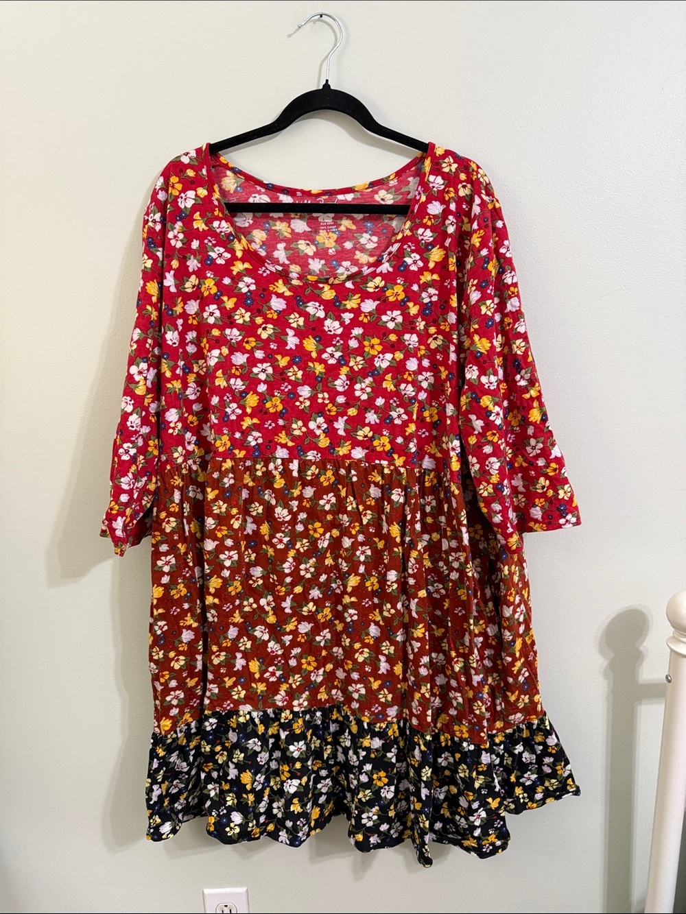 Ulla Popken Red Floral Scoop Neck Tunic